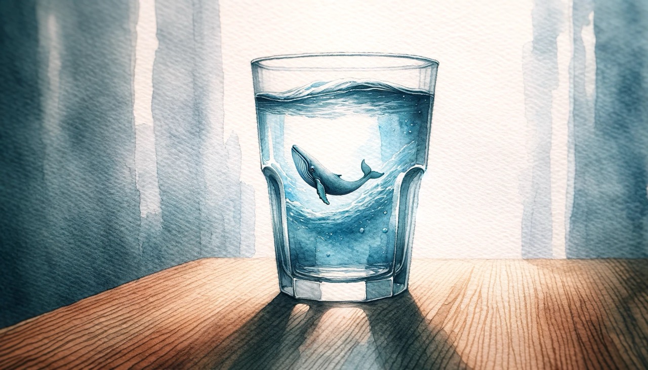 A whale in a water glass